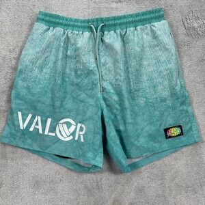 Slunks Swim Shorts Mens XXL Teal Valor Graphic Athletic Board Shorts Striped